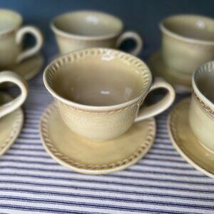 Mug & Saucer - CRATE & BARREL Italy - 12 oz - Set of 4